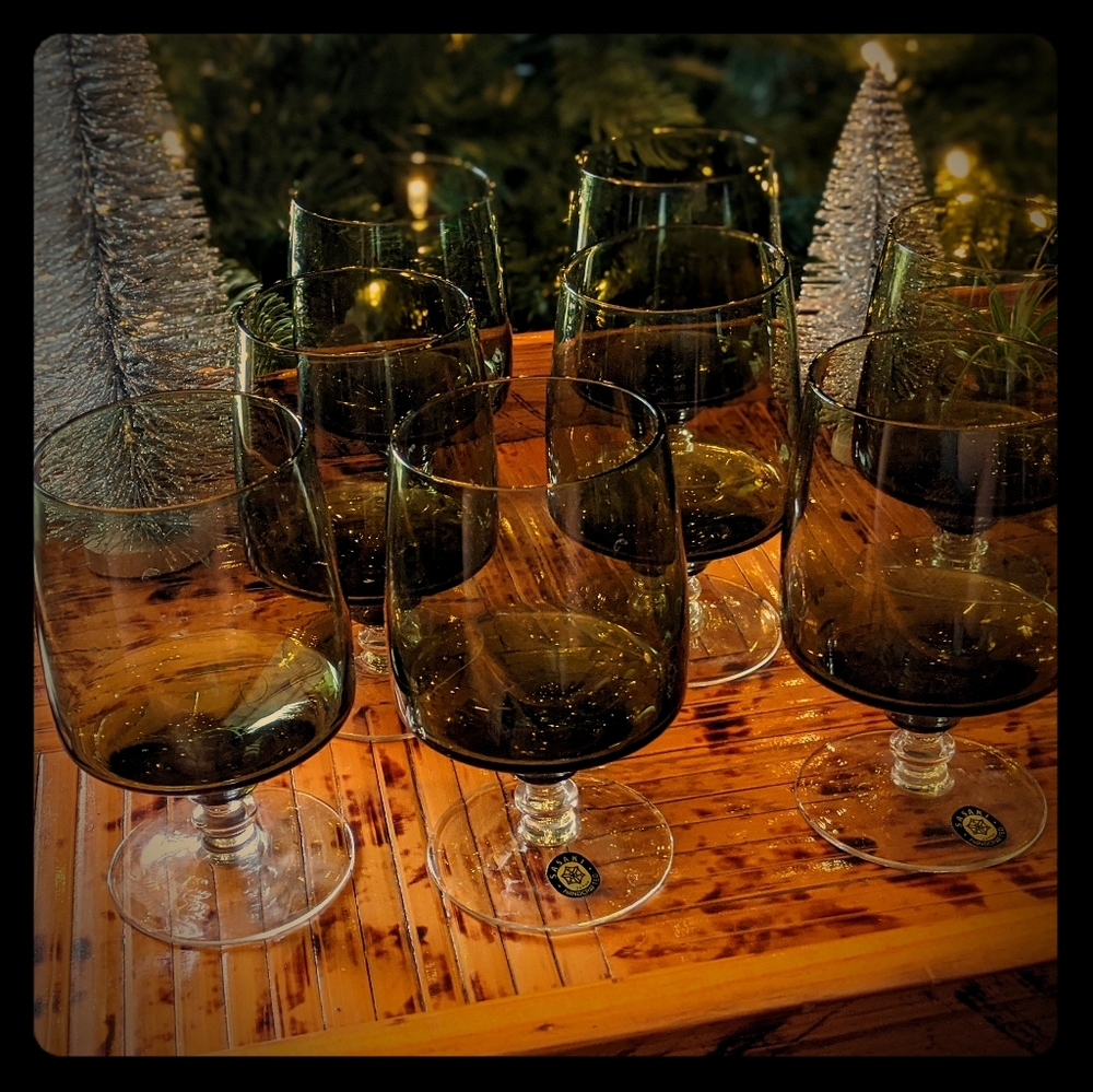 Vintage set Sasaki handcrafted Mid century Goblets